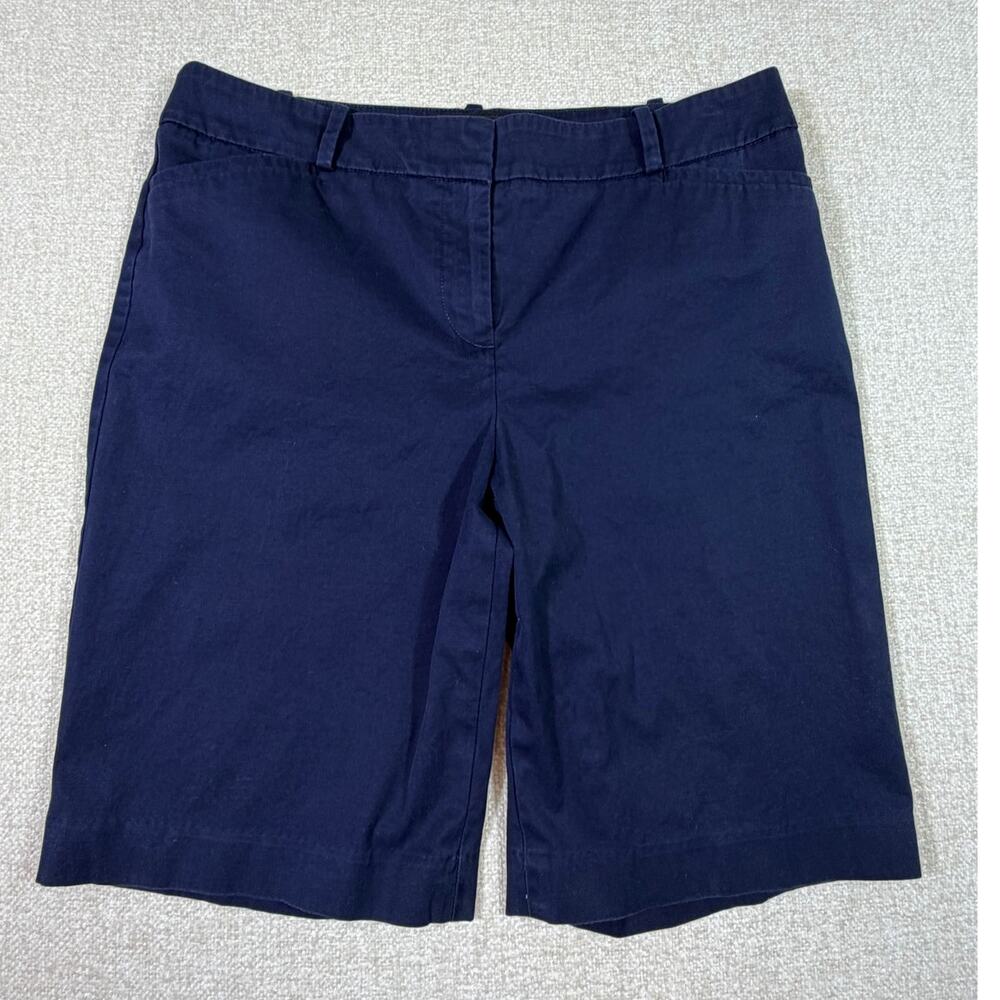 Talbots Womens 8 Blue Chino Walking Shorts Classic Casual Summer Stretch Comfort